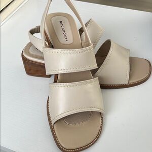 Rockport Cream Sandals with Textured Straps
